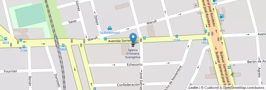 Mapa de ubicacion de Iglesia Cristiana Evangelica en آرژانتین, سانتافه, Departamento Rosario, Municipio De Rosario, تسبیح.