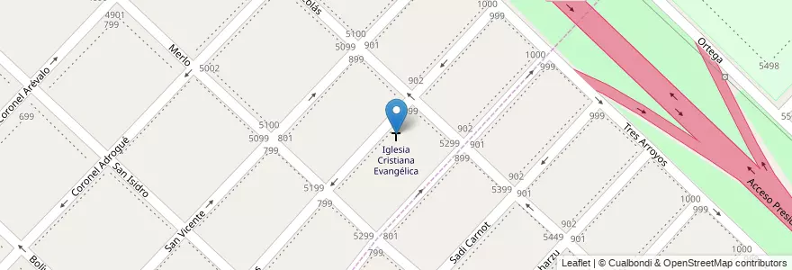 Mapa de ubicacion de Iglesia Cristiana Evangélica en Argentinië, Buenos Aires, Partido De Avellaneda, Villa Domínico.