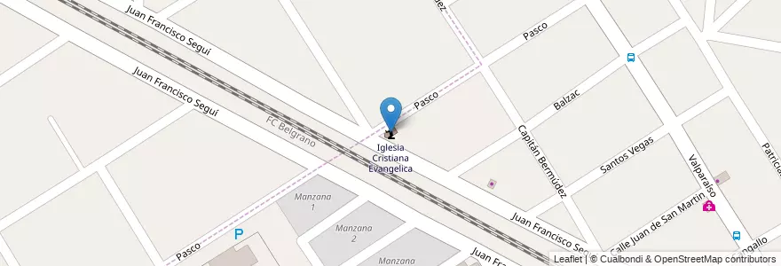 Mapa de ubicacion de Iglesia Cristiana Evangelica en Arjantin, Buenos Aires, Partido De Malvinas Argentinas, Grand Bourg.