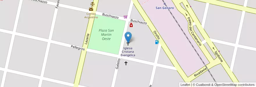 Mapa de ubicacion de Iglesia Cristiana Evangelica en Аргентина, Санта-Фе, Departamento San Jerónimo, Municipio De San Genaro, San Genaro.