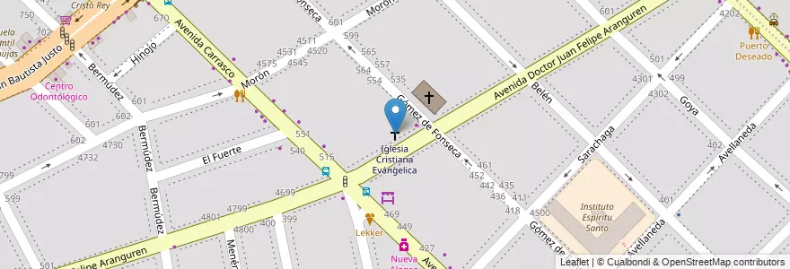 Mapa de ubicacion de Iglesia Cristiana Evángelica, Velez Sarsfield en Argentinië, Ciudad Autónoma De Buenos Aires, Buenos Aires, Comuna 10.