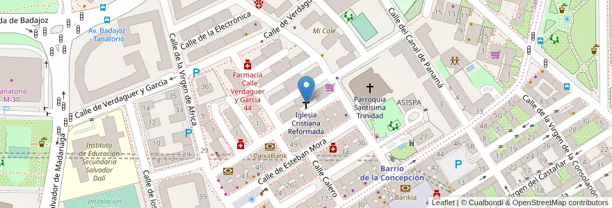 Mapa de ubicacion de Iglesia Cristiana Reformada en スペイン, マドリード州, Comunidad De Madrid, Área Metropolitana De Madrid Y Corredor Del Henares, Madrid.