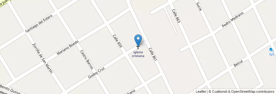 Mapa de ubicacion de iglesia cristiana en Argentinië, Buenos Aires, Partido De Florencio Varela, Zeballos.