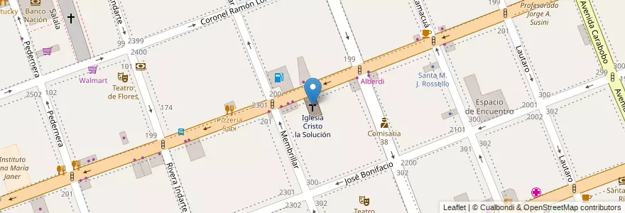 Mapa de ubicacion de Iglesia Cristo la Solución, Flores en Argentinien, Ciudad Autónoma De Buenos Aires, Comuna 7, Buenos Aires.