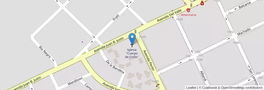 Mapa de ubicacion de Iglesia "Cuerpo de Cristo" en Arjantin, Buenos Aires, Partido De Tandil, Tandil.