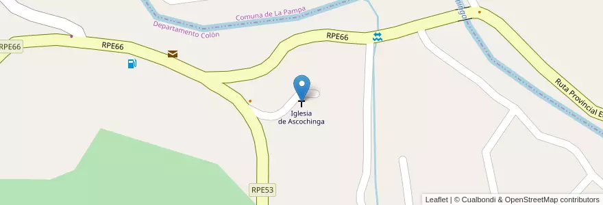 Mapa de ubicacion de Iglesia de Ascochinga en Argentina, Córdova, Departamento Colón, Pedanía San Vicente.