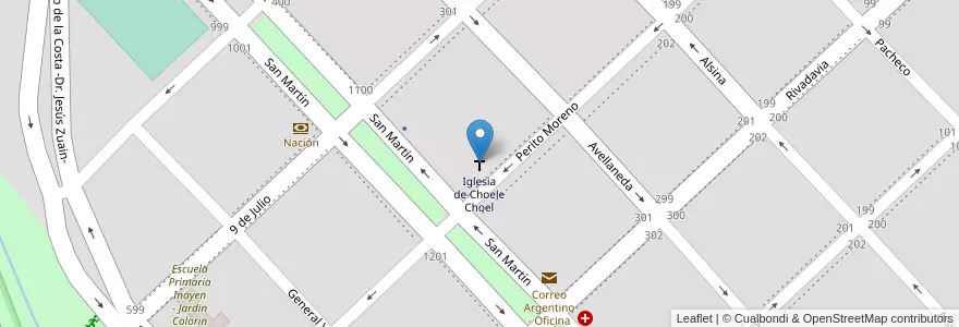 Mapa de ubicacion de Iglesia de Choele Choel en الأرجنتين, ريو نيغرو, Departamento Avellaneda, Choele Choel.