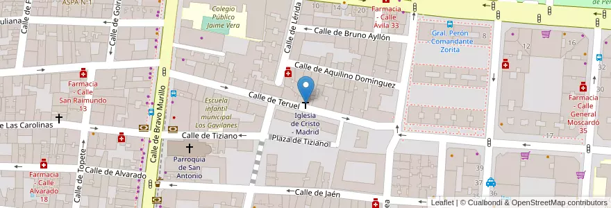 Mapa de ubicacion de Iglesia de Cristo - Madrid en スペイン, マドリード州, Comunidad De Madrid, Área Metropolitana De Madrid Y Corredor Del Henares, Madrid.