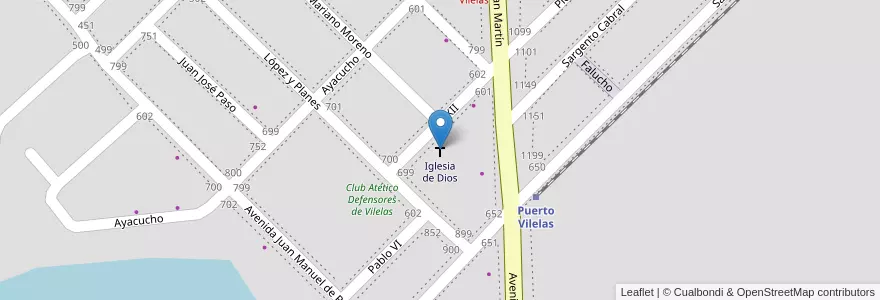 Mapa de ubicacion de Iglesia de Dios en Аргентина, Чако, Departamento San Fernando, Municipio De Puerto Vilelas, Puerto Vilelas.