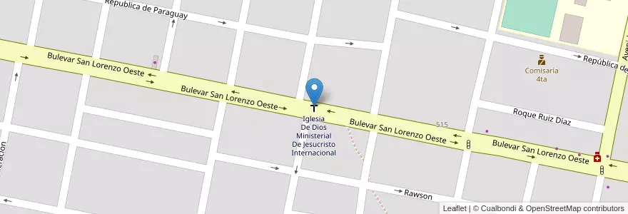 Mapa de ubicacion de Iglesia De Dios Ministerial De Jesucristo Internacional en アルゼンチン, エントレ・リオス州, Departamento Concordia, Distrito Suburbios, Concordia, Concordia.