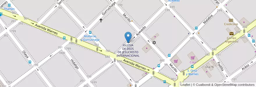 Mapa de ubicacion de IGLESIA DE DIOS MINISTERIAL DE JESUCRISTO INTERNACIONAL, Villa Crespo en Argentina, Ciudad Autónoma De Buenos Aires, Buenos Aires.