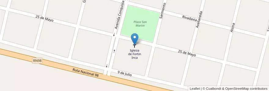 Mapa de ubicacion de Iglesia de Fortin Inca en Arjantin, Santiago Del Estero, Departamento Belgrano.