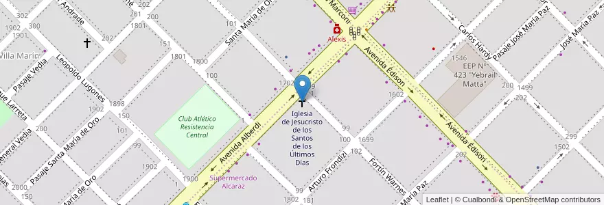 Mapa de ubicacion de Iglesia de Jesucristo de los Santos de los Últimos Días en Аргентина, Чако, Departamento San Fernando, Ресистенсия, Resistencia.