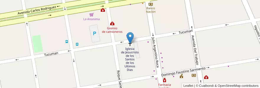 Mapa de ubicacion de Iglesia de Jesucristo de los Santos de los Ultimos Dias en Arjantin, Şili, Neuquén, Departamento Confluencia, Municipio De Cutral Có, Cutral Có.