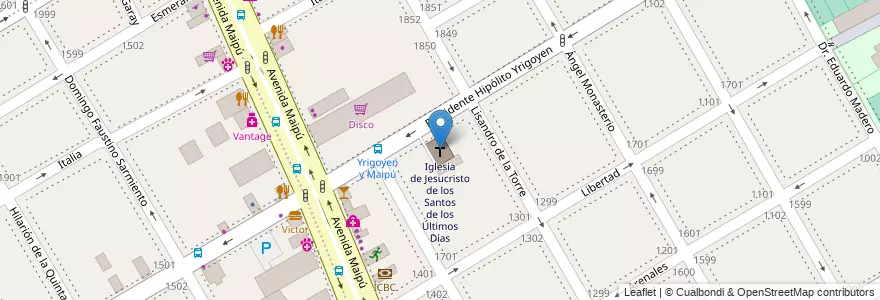 Mapa de ubicacion de Iglesia de Jesucristo de los Santos de los Últimos Días en الأرجنتين, بوينس آيرس, Partido De Vicente López, Vicente López.