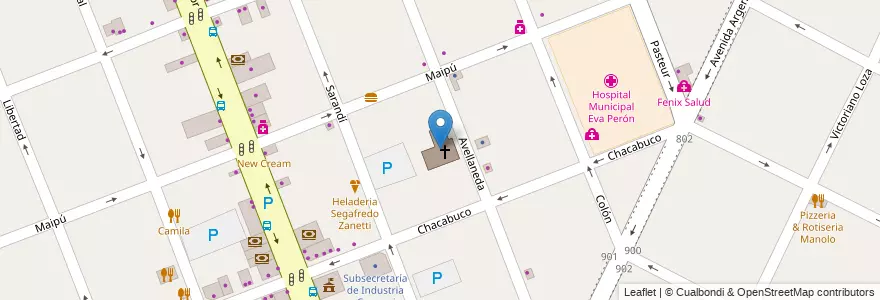 Mapa de ubicacion de Iglesia de Jesucristo de los Santos de los Ultimos Dias en Argentina, Buenos Aires, Partido De Merlo, Merlo.