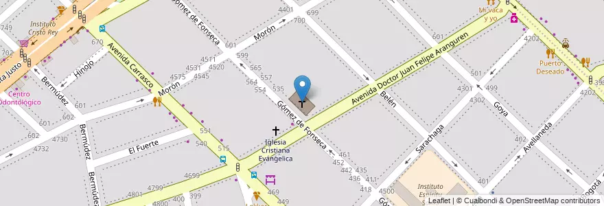 Mapa de ubicacion de Iglesia de Jesucristo de los Santos de los Últimos Días, Velez Sarsfield en Аргентина, Буэнос-Айрес, Буэнос-Айрес, Comuna 10.