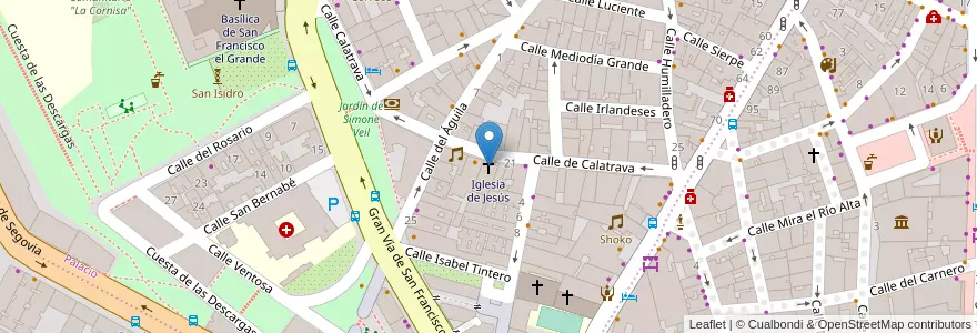 Mapa de ubicacion de Iglesia de Jesús en Spain, Community Of Madrid, Community Of Madrid, Área Metropolitana De Madrid Y Corredor Del Henares, Madrid.