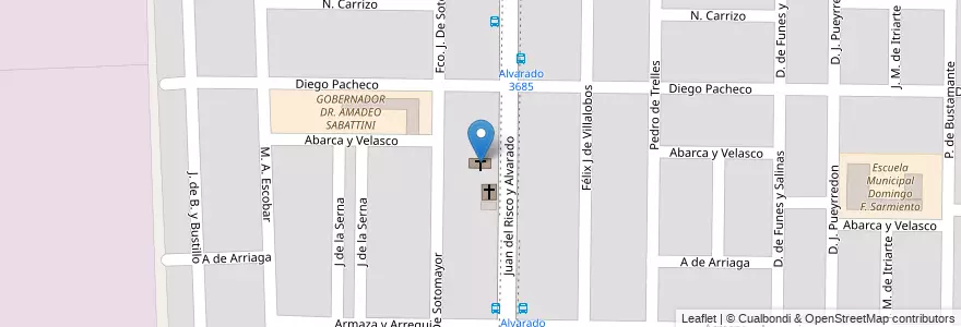 Mapa de ubicacion de Iglesia De La Ciudad en Arjantin, Córdoba, Departamento Capital, Pedanía Capital, Córdoba, Municipio De Córdoba.