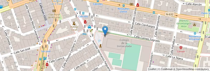 Mapa de ubicacion de Iglesia de la Inmaculada en 스페인, 아스투리아스, 아스투리아스, Gijón/Xixón.