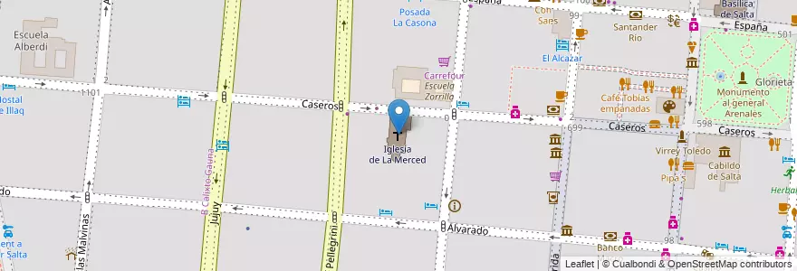 Mapa de ubicacion de Iglesia de La Merced en Аргентина, Сальта, Capital, Municipio De Salta, Salta.