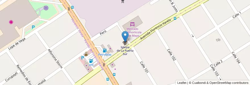 Mapa de ubicacion de Iglesia de La Puerta Sur en 阿根廷, 布宜诺斯艾利斯省, Partido De Florencio Varela, Ezpeleta.