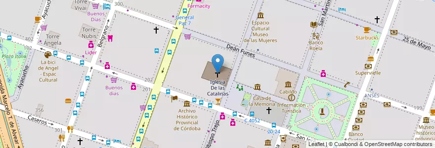 Mapa de ubicacion de Iglesia De las Catalinas en アルゼンチン, コルドバ州, Departamento Capital, Pedanía Capital, Córdoba, Municipio De Córdoba.
