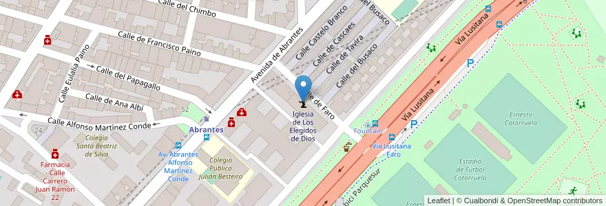 Mapa de ubicacion de Iglesia de Los Elegidos de Dios en 스페인, Comunidad De Madrid, Comunidad De Madrid, Área Metropolitana De Madrid Y Corredor Del Henares, 마드리드.