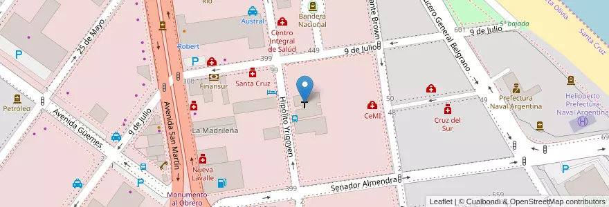 Mapa de ubicacion de Iglesia de los Últimos 7 Dias en アルゼンチン, サンタクルス州, チリ, Mercado De La Ciudad, Deseado, Caleta Olivia.