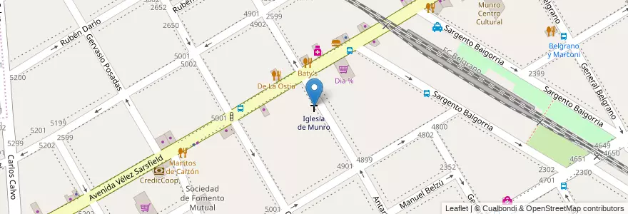 Mapa de ubicacion de Iglesia de Munro en Argentina, Buenos Aires, Partido De Vicente López, Vicente López.