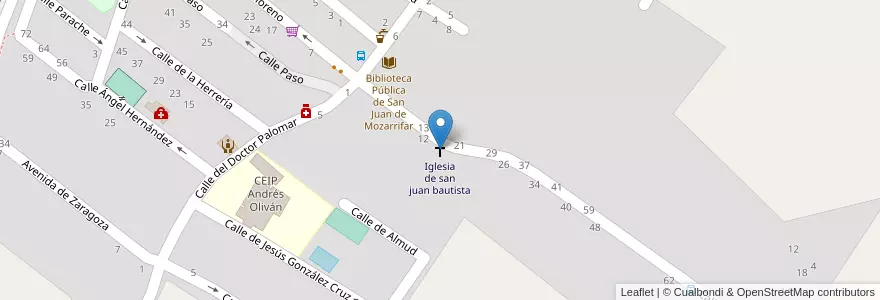 Mapa de ubicacion de Iglesia de san juan bautista en İspanya, Aragón, Zaragoza, Zaragoza, Zaragoza.