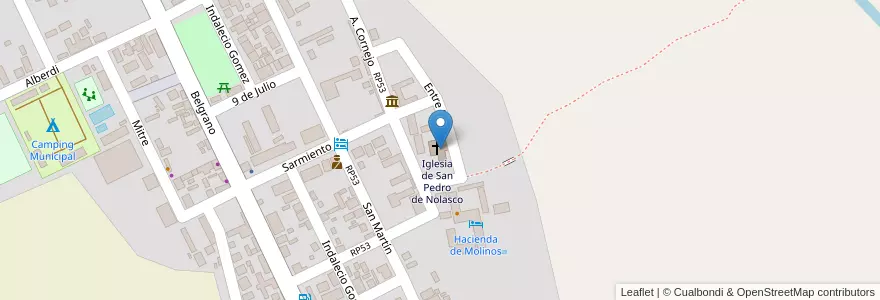 Mapa de ubicacion de Iglesia de San Pedro de Nolasco en الأرجنتين, Salta, Molinos, Municipio De Molinos.