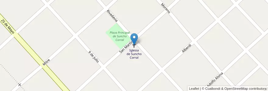 Mapa de ubicacion de Iglesia de Suncho Corral en Arjantin, Santiago Del Estero, Departamento Juan Felipe Ibarra.