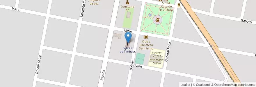 Mapa de ubicacion de Iglesia de Timbues en Argentina, Santa Fe, Departamento San Lorenzo, Municipio De Timbúes.