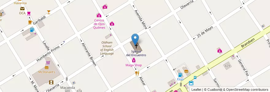 Mapa de ubicacion de Iglesia del Encuentro en アルゼンチン, ブエノスアイレス州, Partido De Quilmes, Quilmes.
