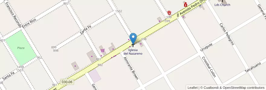 Mapa de ubicacion de Iglesia del Nazareno en Argentina, Buenos Aires, Partido De Esteban Echeverría, Monte Grande.