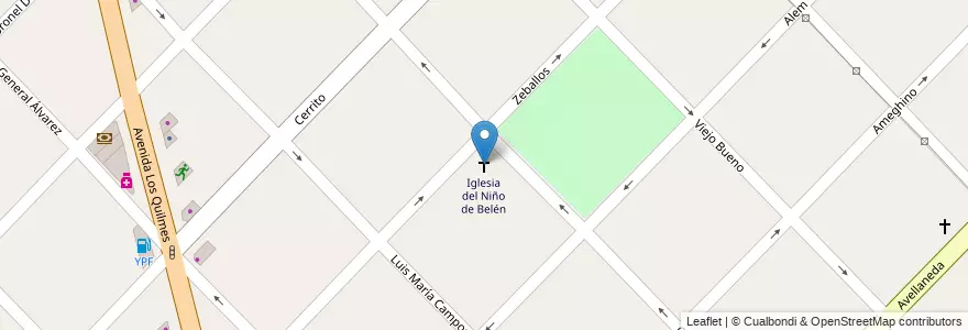 Mapa de ubicacion de Iglesia del Niño de Belén en 아르헨티나, 부에노스아이레스주, Partido De Quilmes, Bernal.