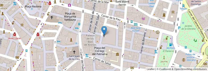 Mapa de ubicacion de Iglesia del Patriarca en إسبانيا, منطقة بلنسية, فالنسيا, Comarca De València, فالنسيا.