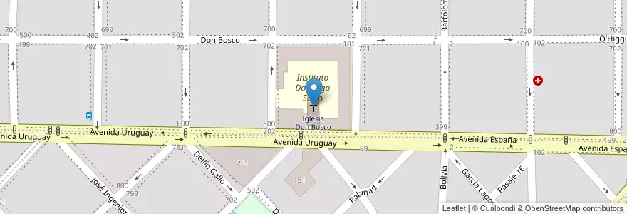 Mapa de ubicacion de Iglesia Don Bosco en Argentinien, La Pampa, Municipio De Santa Rosa, Departamento Capital, Santa Rosa.