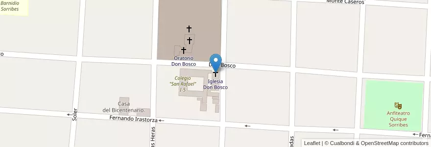 Mapa de ubicacion de Iglesia Don Bosco en アルゼンチン, コリエンテス州, Departamento Curuzú Cuatiá, Municipio De Curuzú Cuatiá.