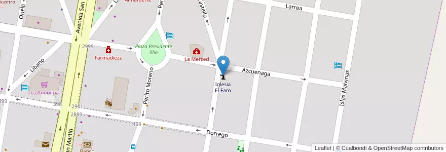 Mapa de ubicacion de Iglesia El Faro en Argentinië, Chili, Río Negro, Departamento Bariloche, El Bolsón.
