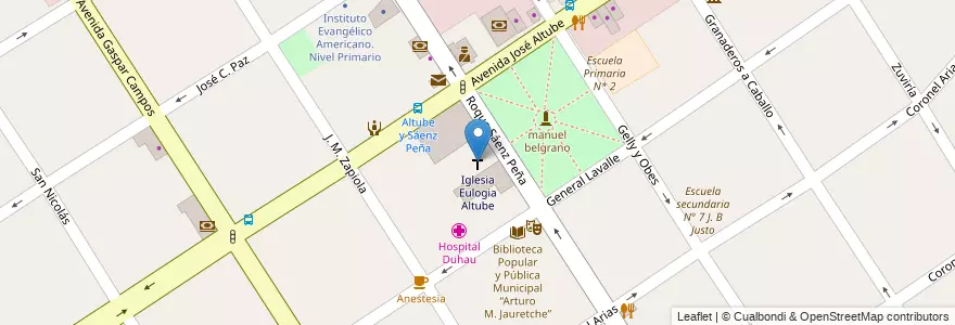 Mapa de ubicacion de Iglesia Eulogia Altube en Argentine, Province De Buenos Aires, Partido De José C. Paz.