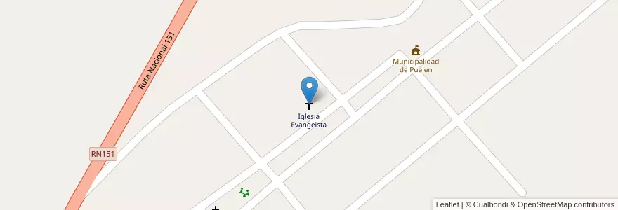 Mapa de ubicacion de Iglesia Evangeista en الأرجنتين, La Pampa, Departamento Puelén, Municipio De Puelén.