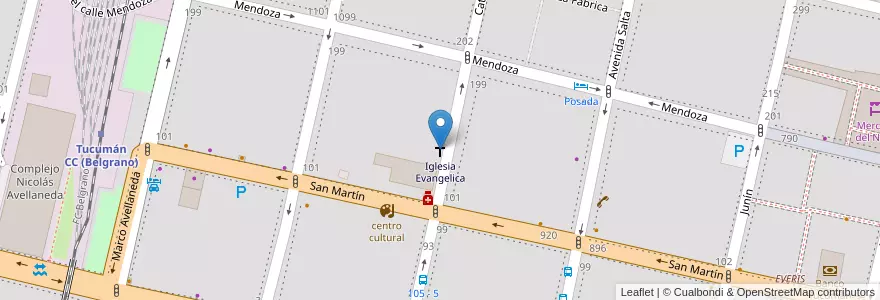 Mapa de ubicacion de Iglesia Evangelica en الأرجنتين, Tucumán, San Miguel De Tucumán, Departamento Capital, San Miguel De Tucumán.