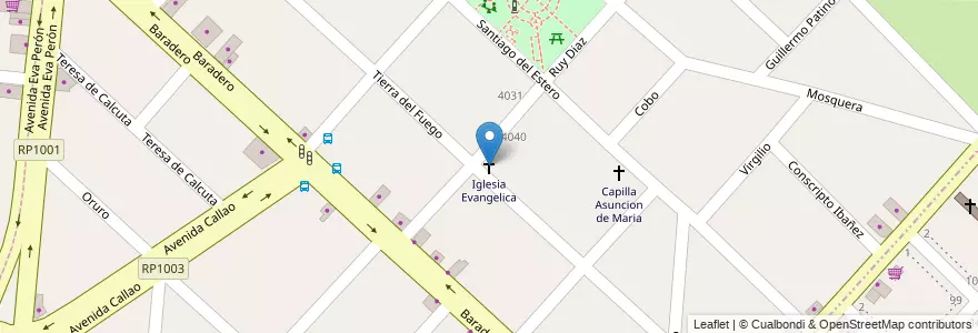 Mapa de ubicacion de Iglesia Evangelica en 아르헨티나, 부에노스아이레스주, Partido De Morón, Morón.