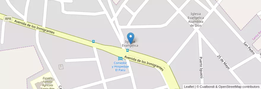 Mapa de ubicacion de Iglesia Evangelica en Аргентина, Misiones, Departamento Veinticinco De Mayo, Municipio De Alba Posse, Santa Rita.