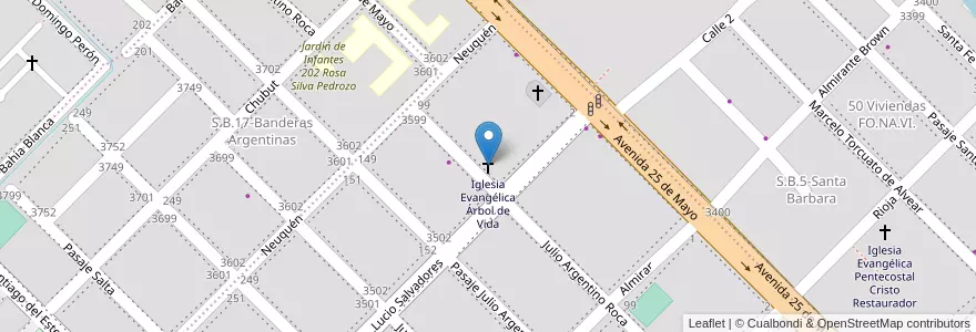 Mapa de ubicacion de Iglesia Evangélica Árbol de Vida en Argentinien, Chaco, Departamento San Fernando, Municipio De Fontana, Fontana.
