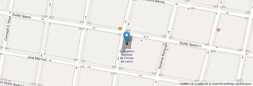 Mapa de ubicacion de Iglesia Evangelica Babtista de Christo de Lanus en Argentine, Province De Buenos Aires, Partido De Lanús, Remedios De Escalada, Lanús Oeste.