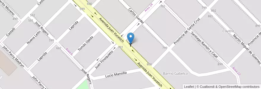 Mapa de ubicacion de Iglesia Evangélica Bautista en الأرجنتين, شوبوت, Departamento Rawson, روسون.
