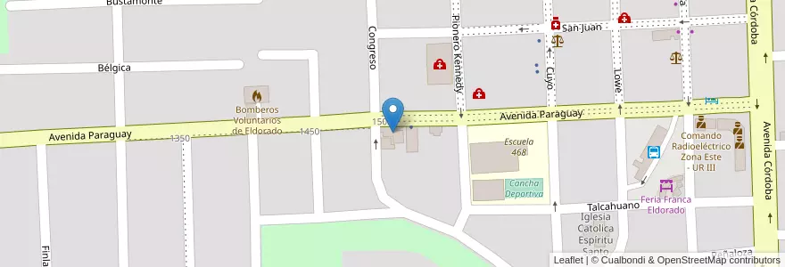Mapa de ubicacion de Iglesia Evangelica Bautista en Arjantin, Misiones, Departamento Eldorado, Municipio De Eldorado, Eldorado.